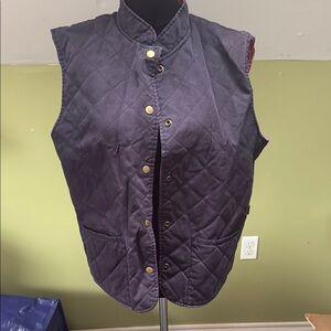 Quilted Navy Vest with Gold Buttons